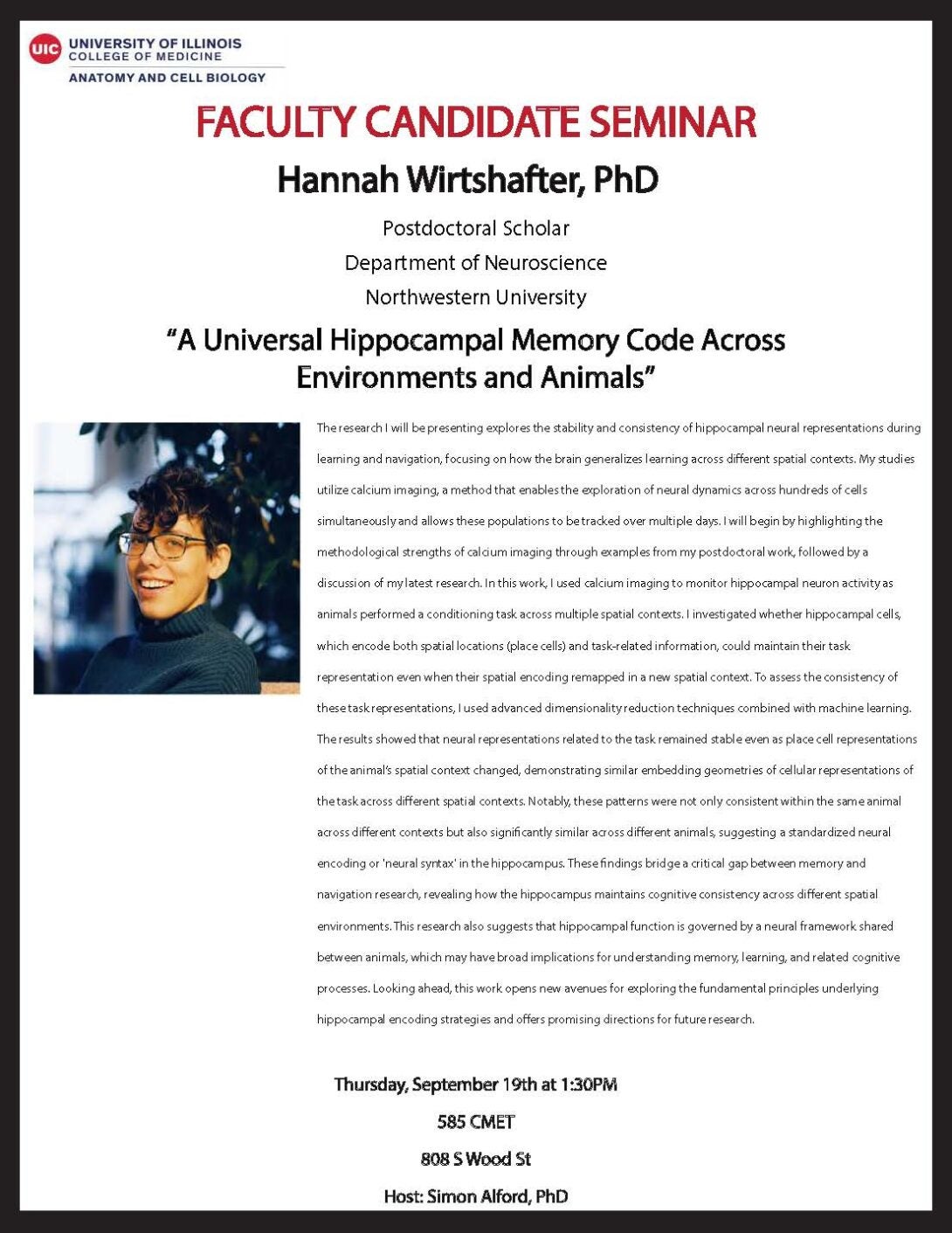 Flyer for Hannah Wirtshafter