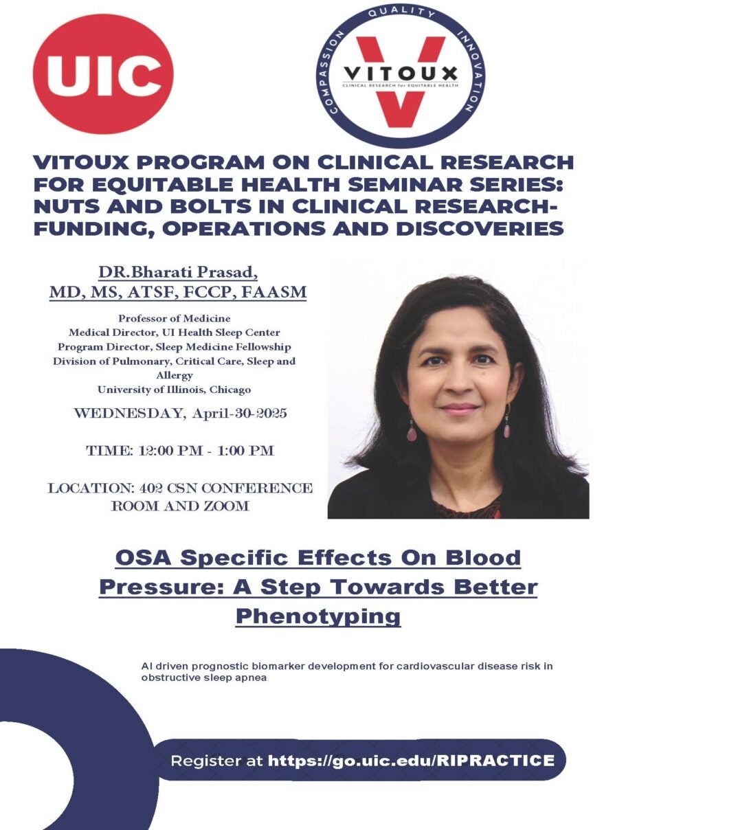 Vitoux Program on Clinical Research for Equitable Health Seminar