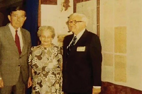 John Garvin, Marianne Wallenberg-Chermak (Wallenberg’s Daughter), and Louis Boshes at the unveiling of the Wallenberg Display in 1981