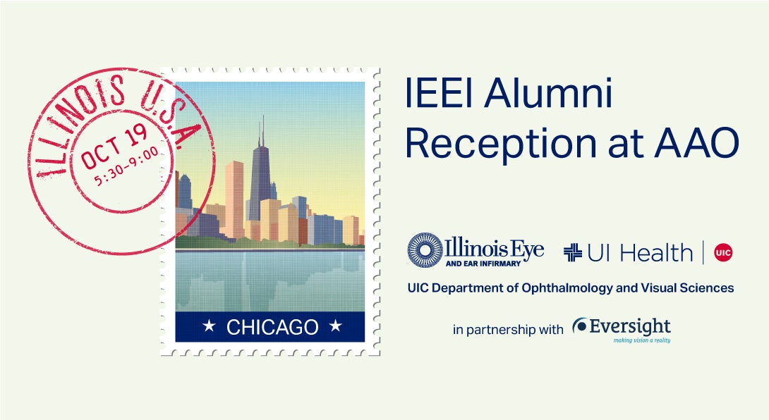 An illustrated stamp showing the Chicago skyline