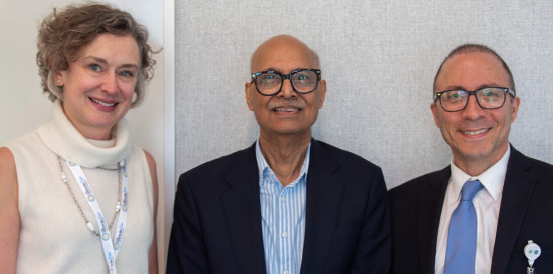 UIC-NEI K12/ICVS Co-PI and Co-Program Directors Dr. Charlotte Joslin (left) and Dr. Ali Djalilian (right), with Dr. Agarwal (center).