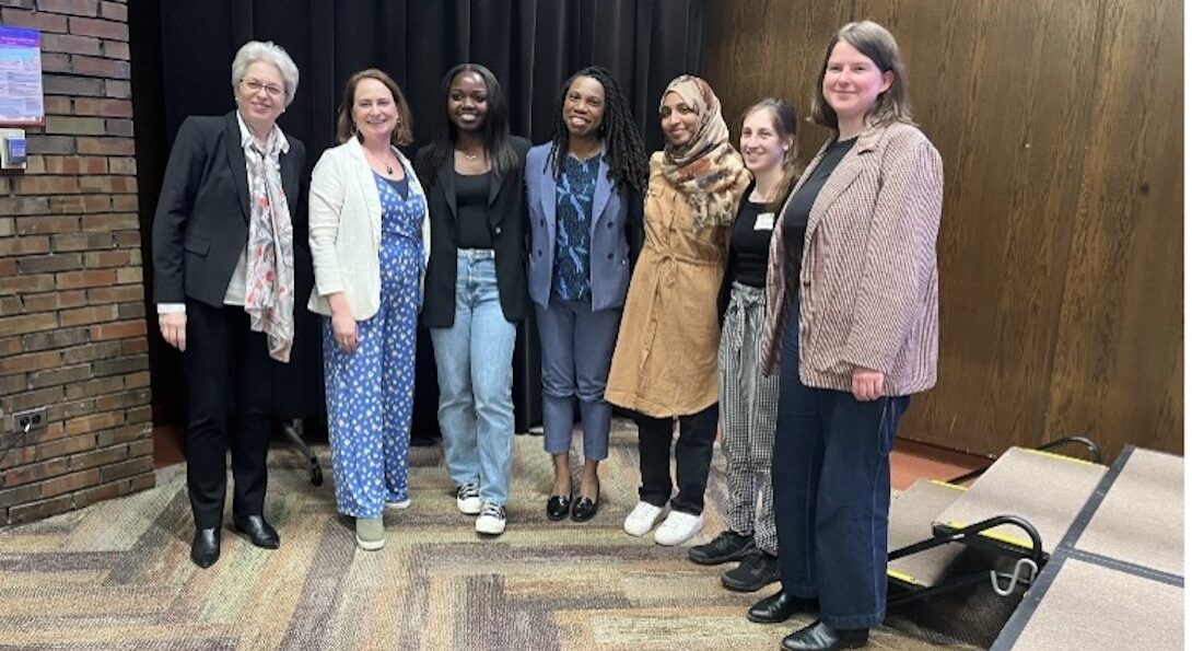 From left to right, Dr. Irina Buhimschi, Dr. Joanna Burdette, Anita Waye, Dr. Dr. Oluwadamilola “Lola” Fayanju, and other winners of the oral and poster awards.