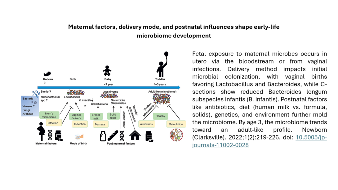 Maternal factors, delivery mode, and postnatal influences shape early-life microbiome development