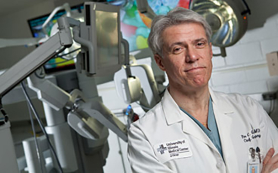 Doctor in front of a machine